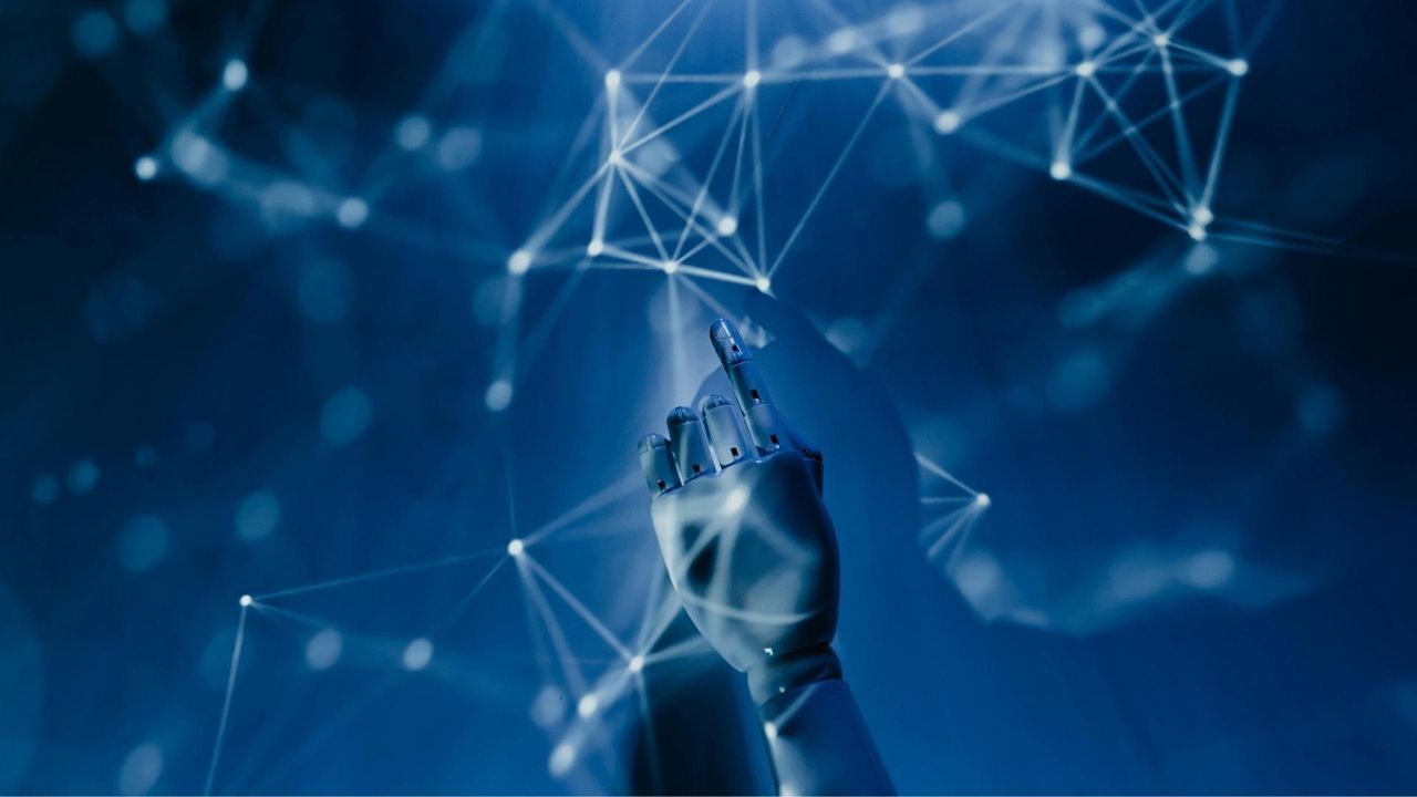 futuristic image of a robot hand to symbolize the international year of quantum