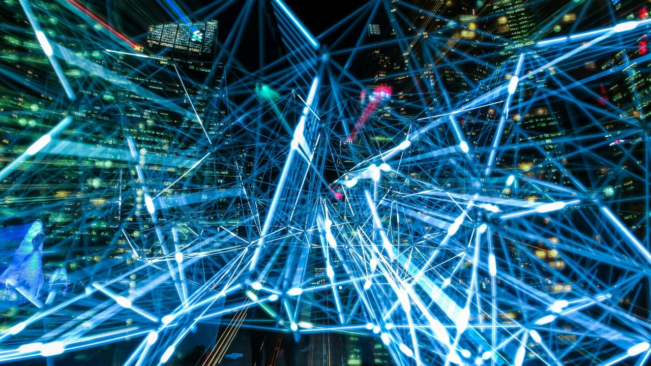 futuristic visualization of quantum computing